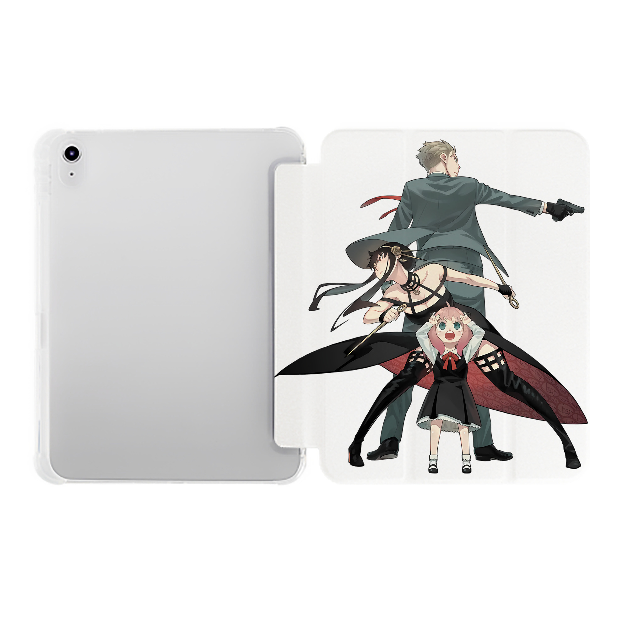 （画像用） SPY×FAMILY间谍家家酒 IPad ケース ペン収納付き 三つ折りスタンド PUレザー×シリコン 対応機種9.5/10.5/10.9インチ